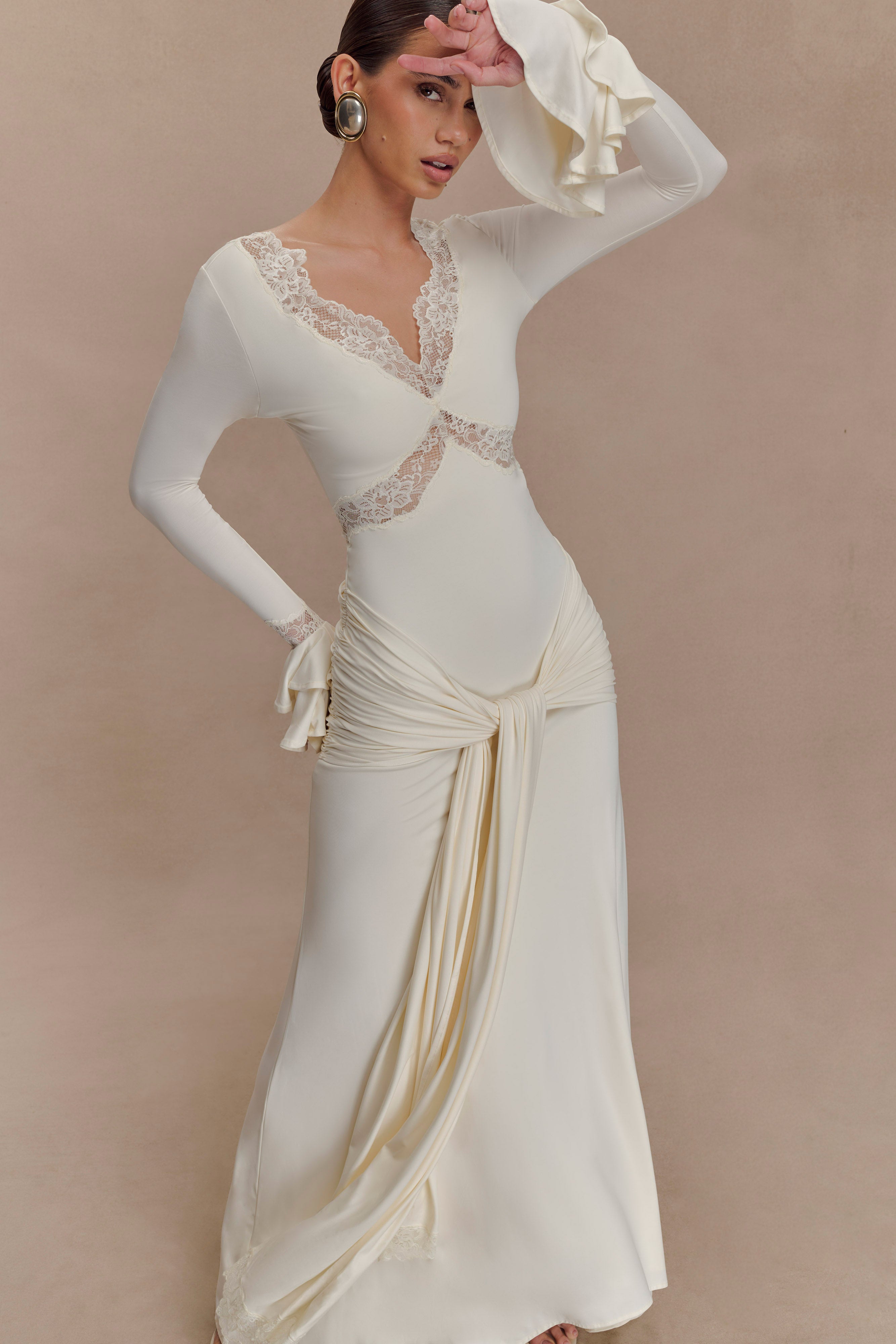 Eleanis Lace Drape Maxi Dress