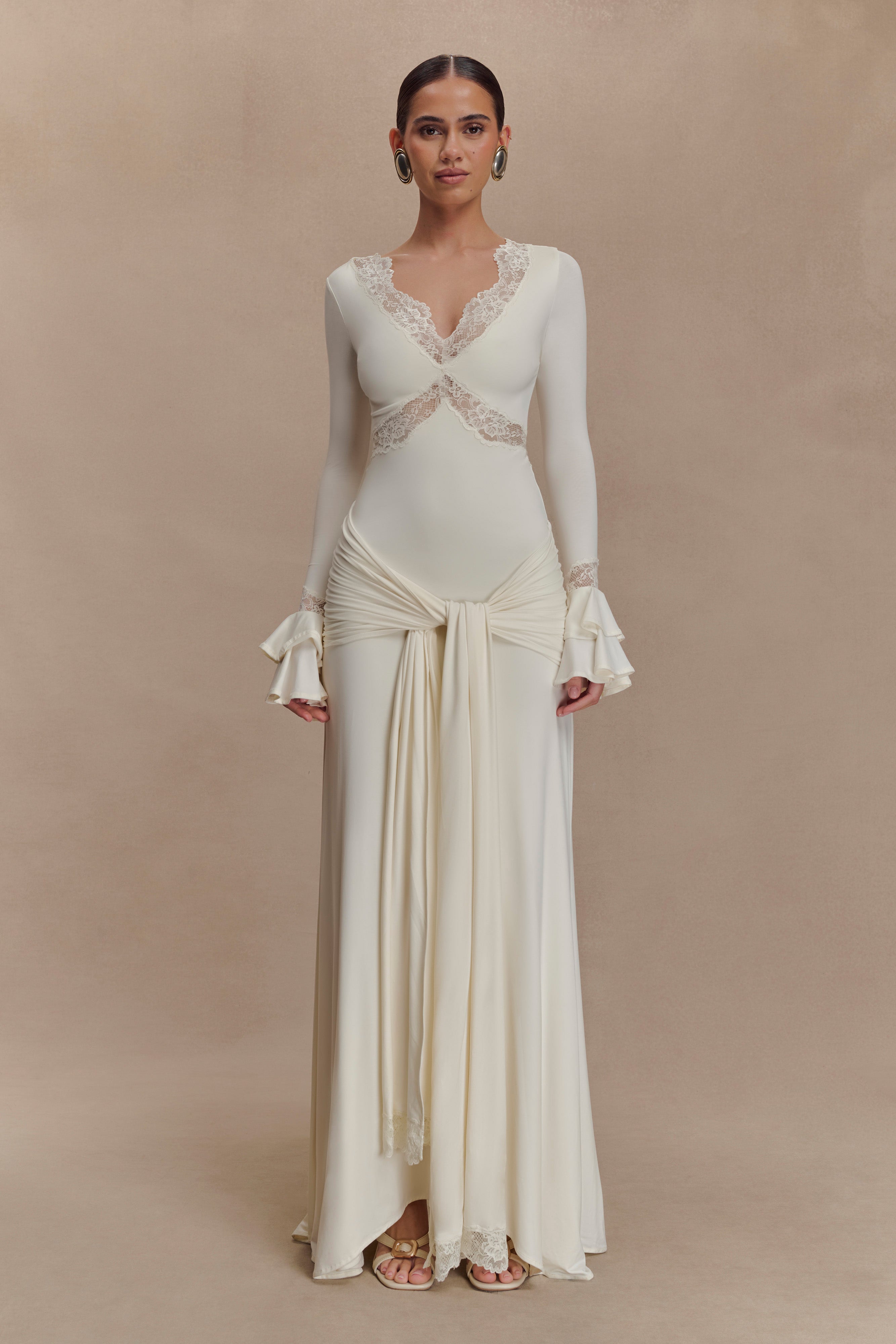 Eleanis Lace Drape Maxi Dress