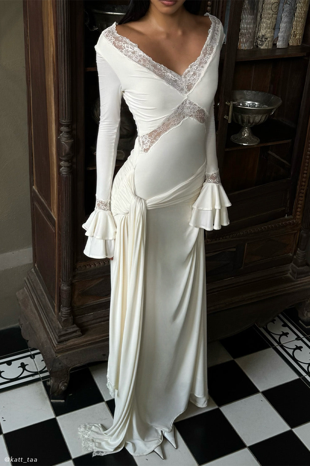 Eleanis Lace Drape Maxi Dress